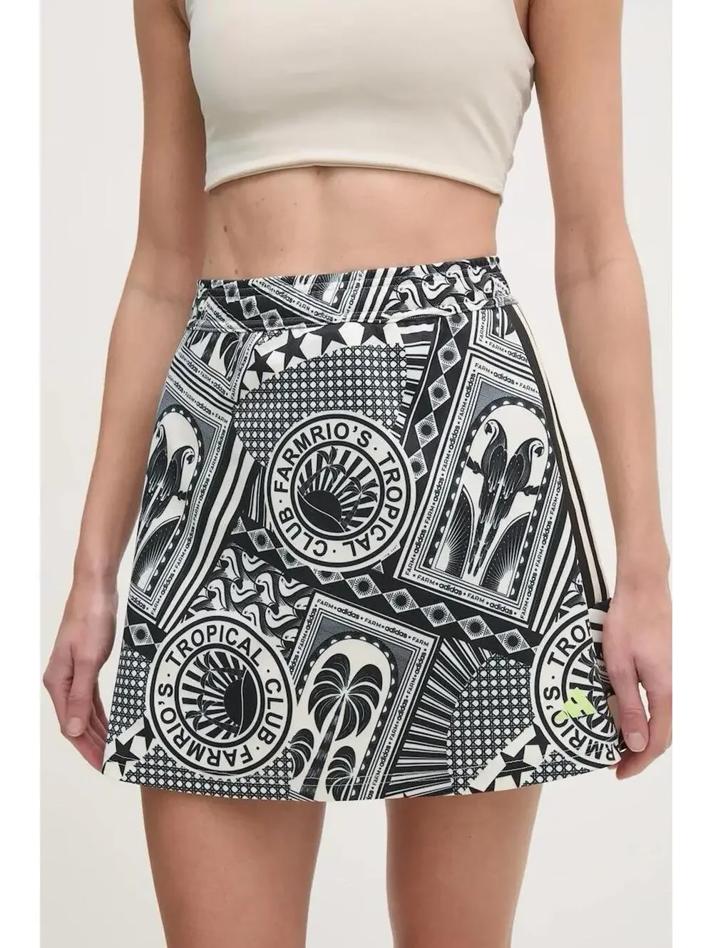 Adidas x Farm Rio Skirt Black White Graphic Print JD6312 Women Size Medium - Picture 2 of 9